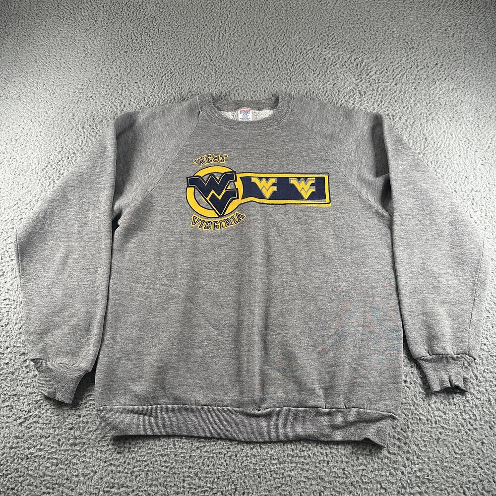 Vintage West Virginia University Sweatshirt Size XL Gray Crewneck Jerzees 80's